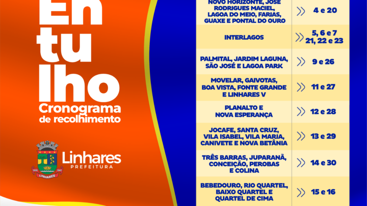Prefeitura divulga cronograma de recolhimento de entulho do mês de dezembro
