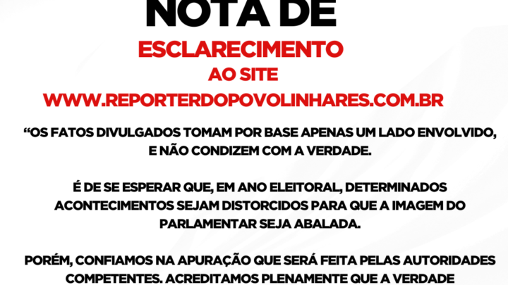 EM PRIMEIRA MÃO O PRESIDENTE DA CÂMARA MUNICIPAL DE LINHARES EMITE UMA NOTA DE ESCLARECIMENTO AO SITE DO REPÓRTER DO POVO LINHARES.