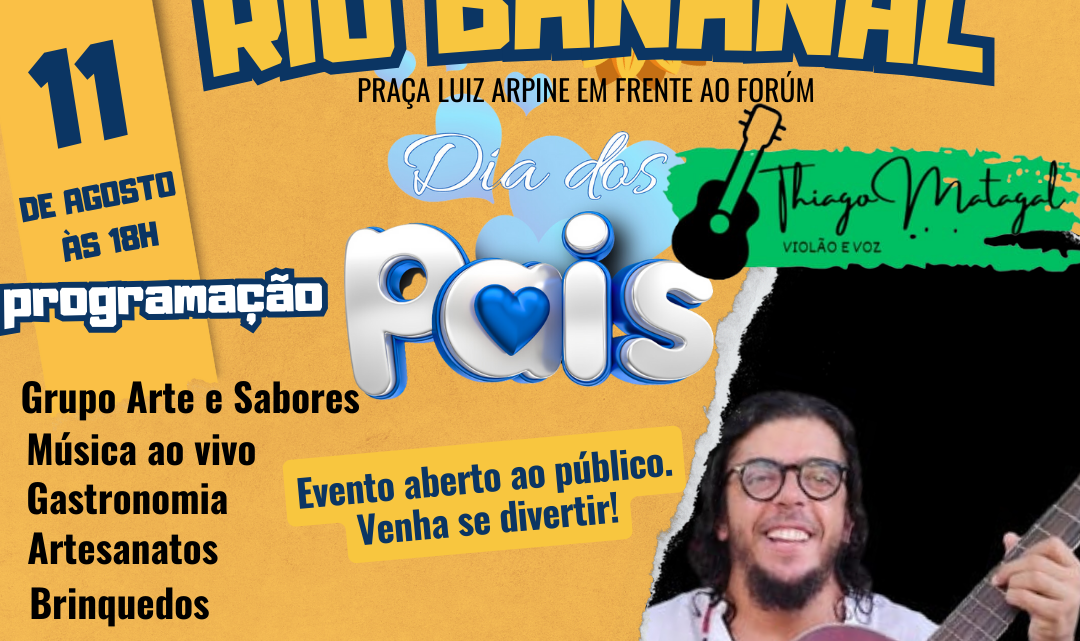 O Projeto Música na Praça, em Rio Bananal, terá neste domingo (11) – Dia dos Pais, a sua 4º (quarta) edição.