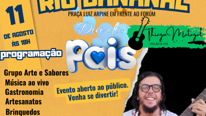 O Projeto Música na Praça, em Rio Bananal, terá neste domingo (11) – Dia dos Pais, a sua 4º (quarta) edição.