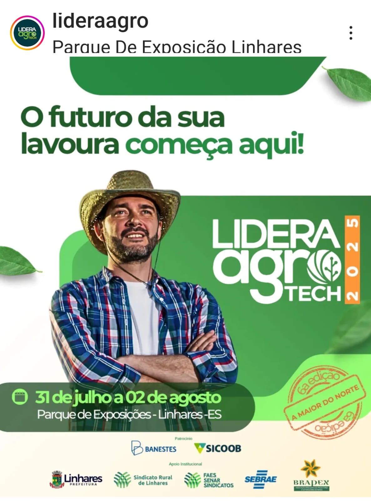Linhares se prepara para mais uma edição do Lidera Agro Tech no Parque de Exposições