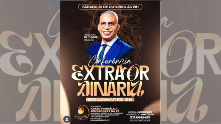 Pastor Júnior Trovão estará na Primeira Conferência Extraordinária em Linhares