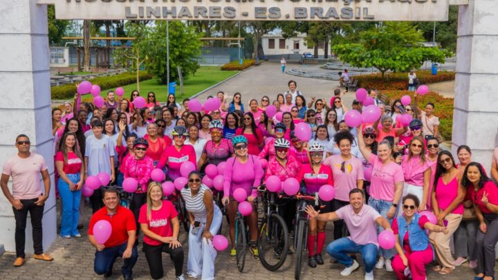 Outubro Rosa: Linhares faz caminhada para reforçar a importância da luta contra o câncer de mama