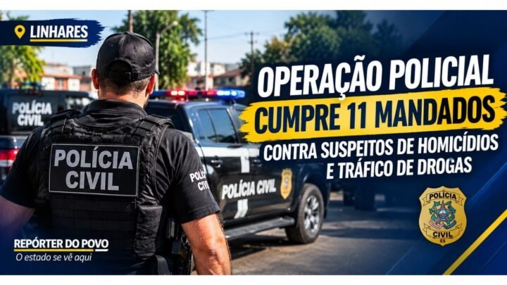 Operação policial cumpre 11 mandados em Linhares contra suspeitos de homicídios e tráfico
