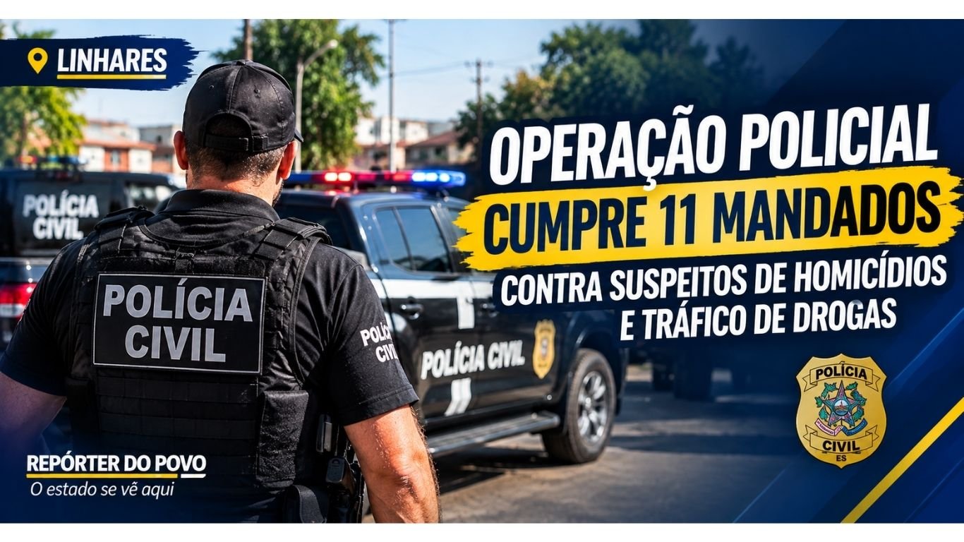 Operação policial cumpre 11 mandados em Linhares contra suspeitos de homicídios e tráfico